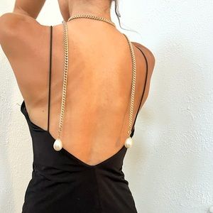 VTG Signed Sarah Coventry Cov 1975 Long Necklace Belt w/ 2 large Baroque Pearls